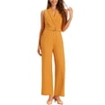 thumbnail image 2 of INSPIRE CHIC Women's Sleeveless Shawl Collar Office Belted Cropped Jumpsuit Romper XL Yellow, 2 of 5