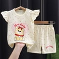 thumbnail image 2 of Povozer Toddler Baby Girl Clothes Summer Outfits Flutter Sleeve Flower Embroidered Tops and Shorts Set,Size 18-24 Months,Light Yellow, 2 of 4