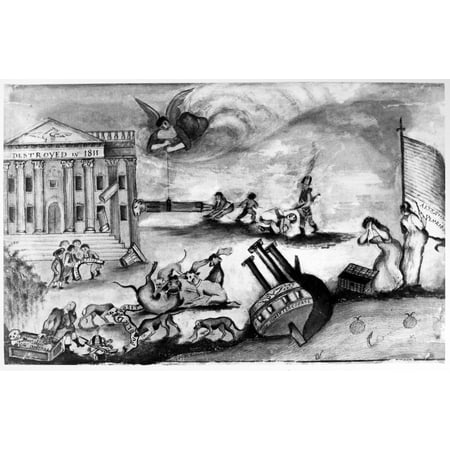 First Bank Of US 1811 Ncontemporary American Lithograph Cartoon Depicting The Expected Consequences Of The Refusal Of Congress 1811 To Renew The Charter Of The First Bank Of The United States Rolled C