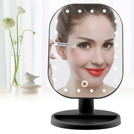 Fugacal Cosmetic Mirror, Touch Screen Makeup Mirror,3 Colors 20LED 10X Manifying Cosmetic Mirror Touch Screen Battery Power Supply Makeup Mirror