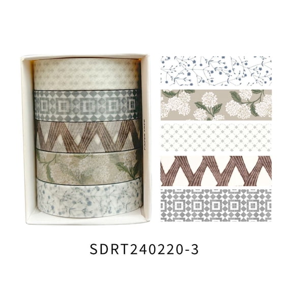 4Set Washi Tape Cute Printed Patterns Decorative Tapes for Arts DIY Crafts Journals Planners Scrapbook Wrapping Mixed Color 5 rolls/set 59x43x44mm
