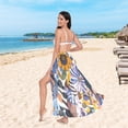 thumbnail image 6 of FORMRS Womens Long Sarong Beach Wrap Semi-Sheer Bikini Skirt Bathing Swimsuit Cover Up, Purple Flowers, 6 of 7