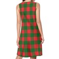 thumbnail image 2 of Christmas Red and Green Plaid Spring Summer Dresses for Women Fashion T-shirt Dress Casual Sleeveless Loose Sundress with Pockets, 2 of 5
