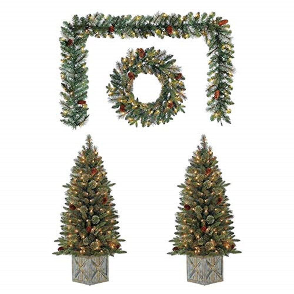 Holiday Living 4Piece PreLit Garland, Wreath & Tree Set BrickSeek
