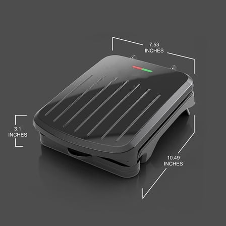 2-Serving Classic Plate Electric Indoor Grill and Panini Press, Black