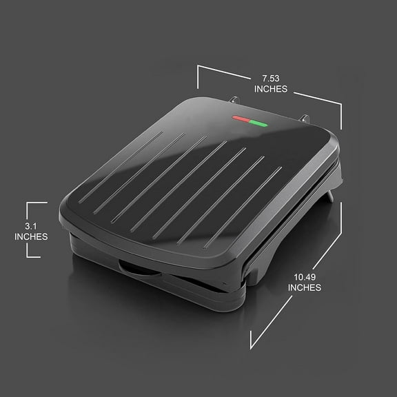 2-Serving Classic Plate Electric Indoor Grill and Panini Press, Black