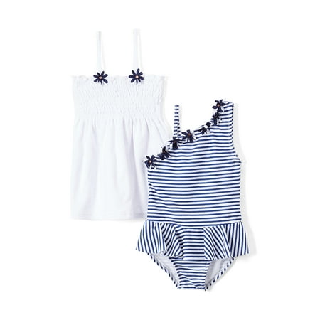 Girls Terry Cover Freestyle Revolution One-Piece Swimsuit & Terry Cover-Up Dress, 2pc Set (Baby Girls & Toddler Girls) ()