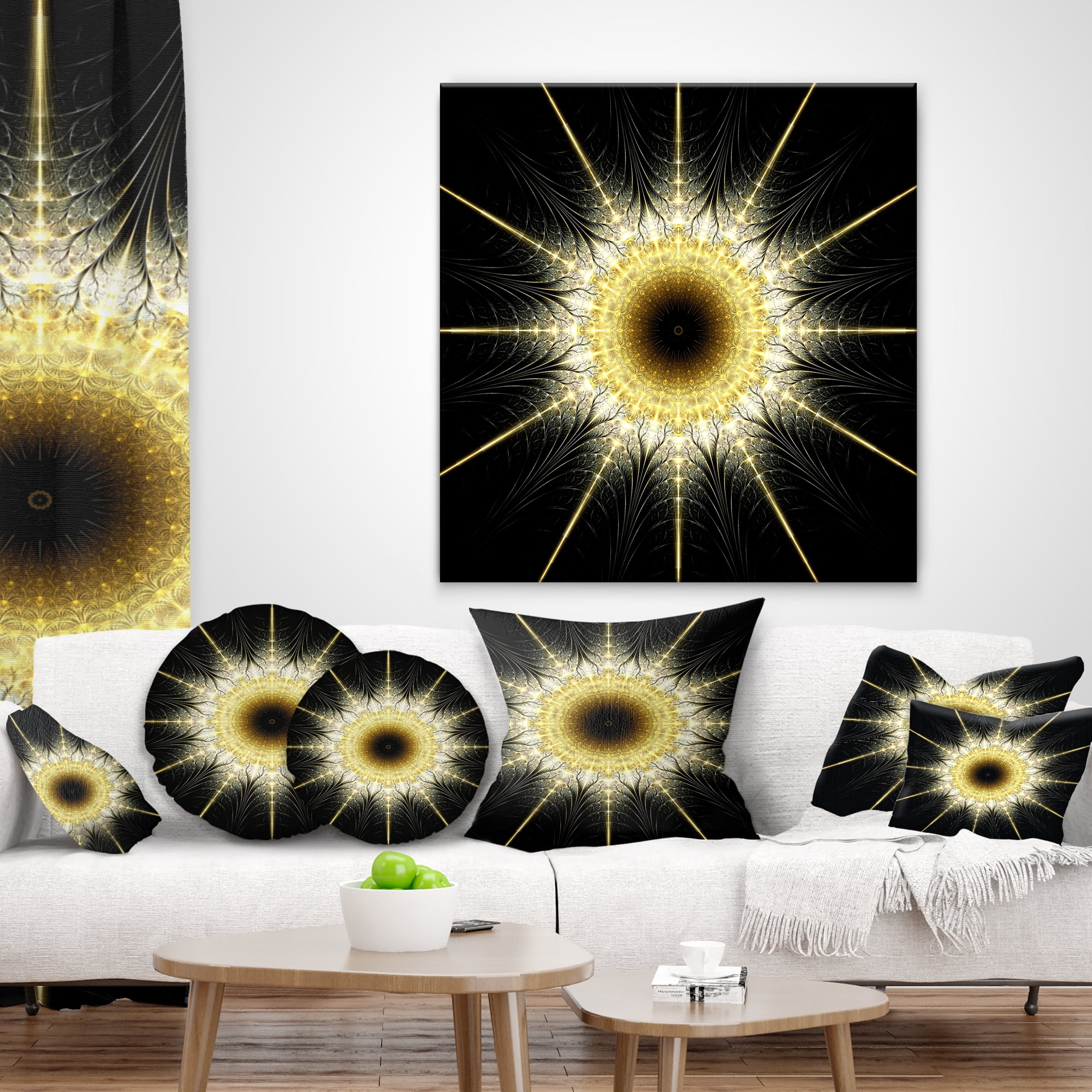 Designart 12" x 20" Contemporary, Modern Black Polyester Throw Pillow