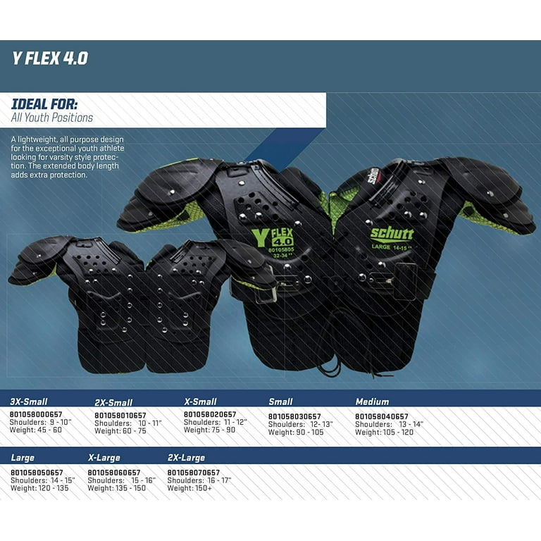 Schutt Varsity Flex 4.0 ショルダーパッド 小サイズ Schutt Youth Y Flex 4.0 Football Sports Gear, Protective