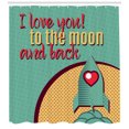 thumbnail image 3 of Ambesonne I Love You Shower Curtain, Moon and Back Rocket, 69"Wx84"L, Turquoise Mustard and Red, 3 of 3
