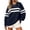 Navy #017, variant on Womens Striped Oversized Sweatshirt Fall Pullover Crewneck Color Block Sweatshirts Loose Long Sleeve Tunic Casual Trendy Fall Outfits S