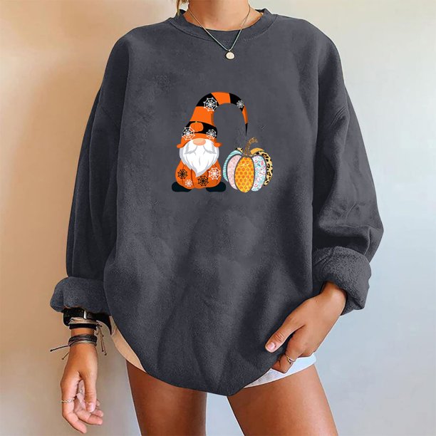 Ichuanyi Liquidación Mujeres Classic Halloween Impresión de estampado Canneco de manga larga Tops de sudadera suelta ICHUANYI WER202308181734