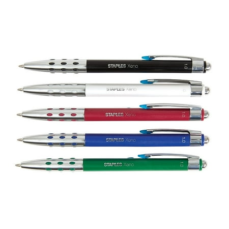 0.5 Inch Medium Crown Staples - Staples Xeno Retractable Ballpoint Pens Medium Point Blue Ink Dozen (50379) 2334924