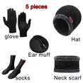 thumbnail image 2 of TELOLY 5Pcs Hat Scarf Glove Set for WomenScarf and Shawl Two-In-One Wool ScarfSuitable for All Age Groups Fine Weaving Craftsmanship Winter Scarf,Black, 2 of 2