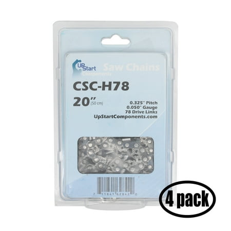 

4 Pack Replacement 20-Inch H78 20BPX Chainsaw Chain for Cub Cadet CS5018 Chainsaw (20 Length .325 Pitch 0.050 Gauge 78 Drive Links)