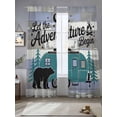 thumbnail image 3 of Sheer Curtains 84 Inches Long 2 Panels, Bear Green Tree CV on Wood Grain Rod Pocket Curtain Voile Draperies, Abstract Adventure Light Filtering Window Treatment for Living Room Kitchen Bedroom, 3 of 8