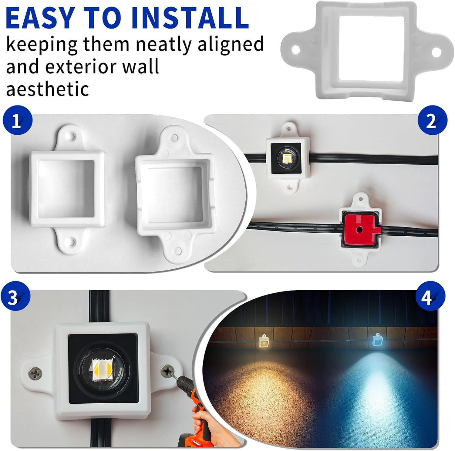 RGHJAR-40 Light Clips for Govee Permanent Outdoor Lights Compatible with H705 H805 Non-pro Version Outdoor Light Mounting Bracket Clips & Screws (White)