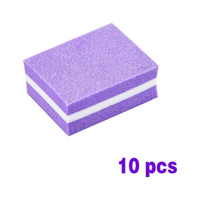 10 Pcs Mini Éponge Lime à Ongles Double Face Bloc Tampon pour Ongles Portable Outil de Polissage Manucure