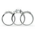 thumbnail image 4 of BERRICLE Sterling Silver 3-Stone Wedding Engagement Rings 2.6 Carat Emerald Cut Cubic Zirconia CZ Flower Ring Set for Women, Rhodium Plated Size 4, 4 of 18