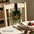 thumbnail image 5 of Mini Christmas Wreaths for Kitchen Cabinets, French Pine Wreath with Green Velvet Bow Red Berries, Snowy Farmhouse Holiday Decor 10.6in, 5 of 9