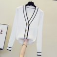 thumbnail image 3 of Suéter mujer 2024 Suéter elegante para mujer y cárdigans con botones y cuentas de perlas Chaqueta de punto formal blanca y negra jersey mujer, 3 of 5