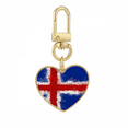 thumbnail image 1 of Porte-clés Motif Drapeau d'Islande Cœur en Or Porte-Clés en Métal, 1 of 3
