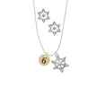 thumbnail image 2 of Delight Jewelry Goldtone Disc 1/2'' Number - 6 - Silver tone Snowflake Charm Necklace and Stud Earrings, 2 of 4