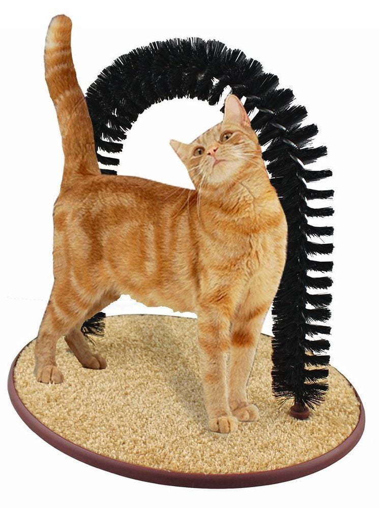 Happi N Pets Cat Arch Self Groomer Cat Massager for Puppy Catit Cat Brush for Shedding and Grooming with Sturdy Cat Scratching Pad and Catnip Interactive Kitten Toy 