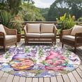 thumbnail image 4 of Round Rug 7Ft Washable Non-Slip, Blue Purple Gnomes Circle Area Rugs for Living Room Bedroom, Spring Hydrangea Flower Leaf Pink Plaid Indoor Floor Mats Carpet Runner for Home Decor Aesthetic, 4 of 8