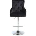 thumbnail image 4 of Meridian Furniture Claude Collection Tabouret de Bar / Comptoir Réglable Moderne / Contemporain Rembourré en Velours avec Base en Métal Chromé Poli, 20.5 Pouces L x 22 Pouces P x 42 Pouces-50 Pouces H, Noir, 4 of 7