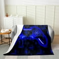 thumbnail image 2 of Erosebridal Black and Navy Flannel Blanket 50x60, Gamer Gaming Plush Blanket Teen, Fluffy, 2 of 6