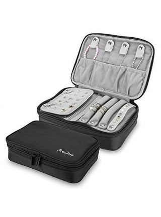 NORTH & SPRUCE Travel Jewelry Organizer Case - Portable Jewelry Travel Case  Foldable Roll Bag Zipper Pouch for Tangle Free Necklace, Earrings, Rings