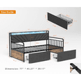 thumbnail image 4 of Tcbosik Daybed with Charging Station and LED Lights, Twin Size Sofa Bed with 2 Drawers, Metal Bed Frame with Upholstered Headboard, Space Saving & Easy Assembly, Black+Grey, 4 of 8