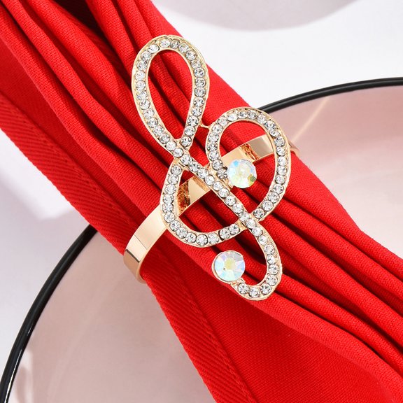 6 Pack Alloy Musical Note Napkin Ring Holders for Wedding Party Holiday Banquet Christmas Dinner Delicate Serviette Buckles Decor Favor