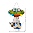 thumbnail image 3 of Eliaeconx Stained Glass Window Art - UFO Cow Design Hanging Panel for Door Decor (Multicolor), 3 of 9