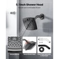 thumbnail image 4 of KFFKFF Tub and Shower Faucet Set with 5.1-Inch Rainfall Shower Head, Bathtub Spout, 5 Spray Modes, Single-Handle Trim Kit, and Brass Pressure Balance Valve, Matte Black, 4 of 9