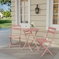 thumbnail image 2 of 3 Pieces Patio Bistro Set for Outdoor, Bistro Table and Chairs Set of 2, Waterproof Folding Coffee Table and Chairs Sets, Foldable Small Patio Furniture Set for Porch/Lawn/Balcony/Apartments(Pink), 2 of 8