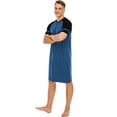 thumbnail image 3 of LELINTA Big & Tall Mens Robes Sleep Shirts Short Sleeve Nightshirts Sleepwear Henley Long Nightshirt Nightwear, 3 of 6