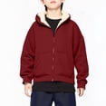thumbnail image 2 of CCRFTGI Hoodie for Children Boys Girls Size 8 Sherpa Fleece Lined Full Zip Hoodie Trendy Winter Spring Jacket Cozy School Uniform Sweater Wine 12-13 Years, 2 of 6