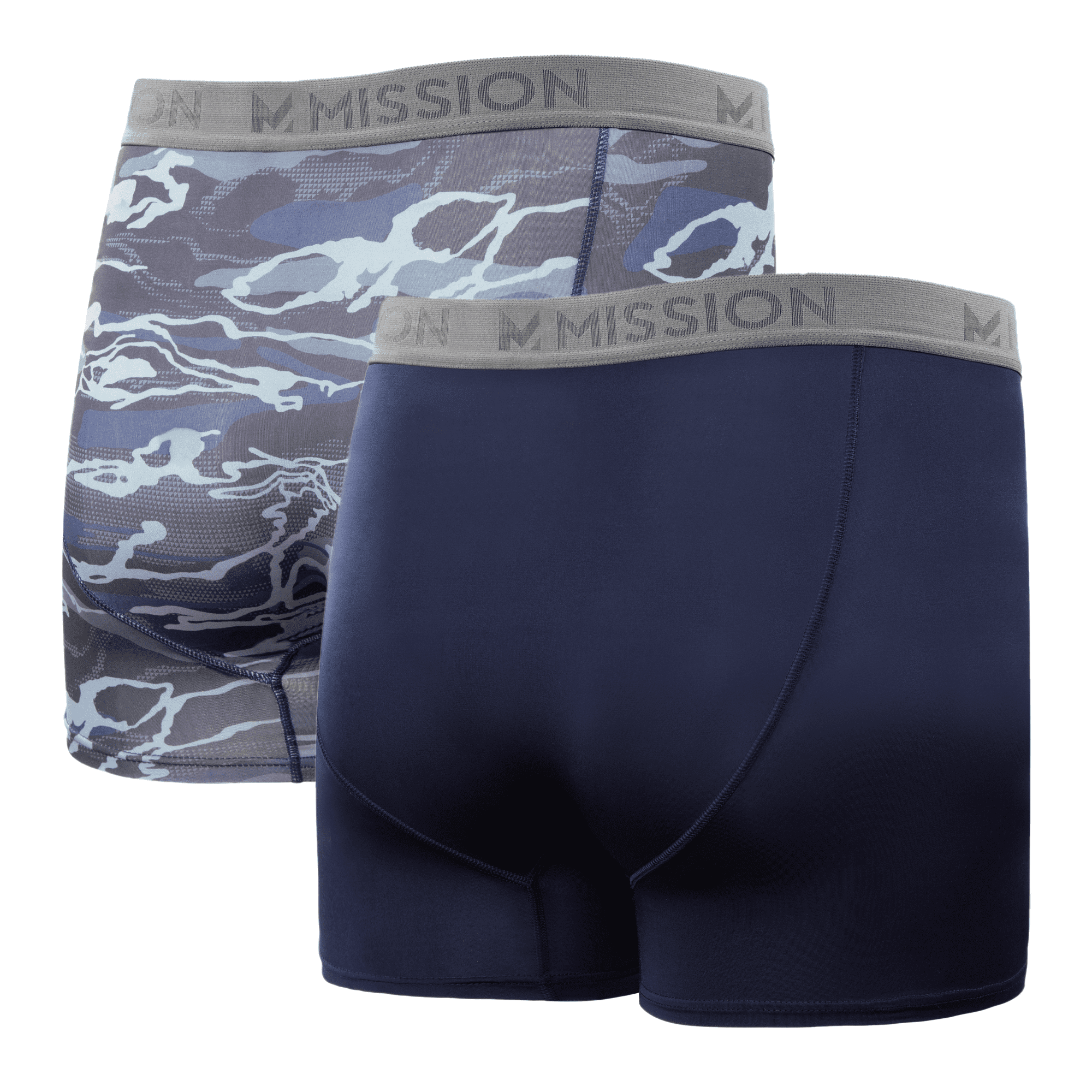 MISSION Men's Boxer Brief 5 Inch 2pk - Navy/Camo - MD