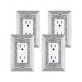 thumbnail image 1 of 2 Pcs Outlet Covers Shiny Silver Rhinestones Wall Plate 1 Gang Toggle Light Switch Cover Decorative Durable Switch Covers, 1 of 4