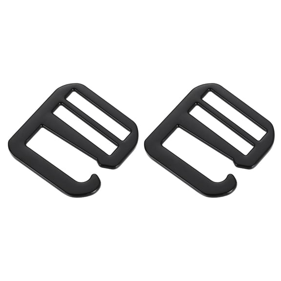 2Pack G-Hook Webbing Buckles, 25mm Flat Tri-Glide, Black