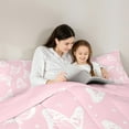 thumbnail image 5 of Manfei White Pink Butterfly Queen Comforter Set 3 Pieces for Girls, Animal Theme Bedding Sets, Cartoon Wildlife Bedding Comforter Set, Microfiber Bedroom Decor, 5 of 8