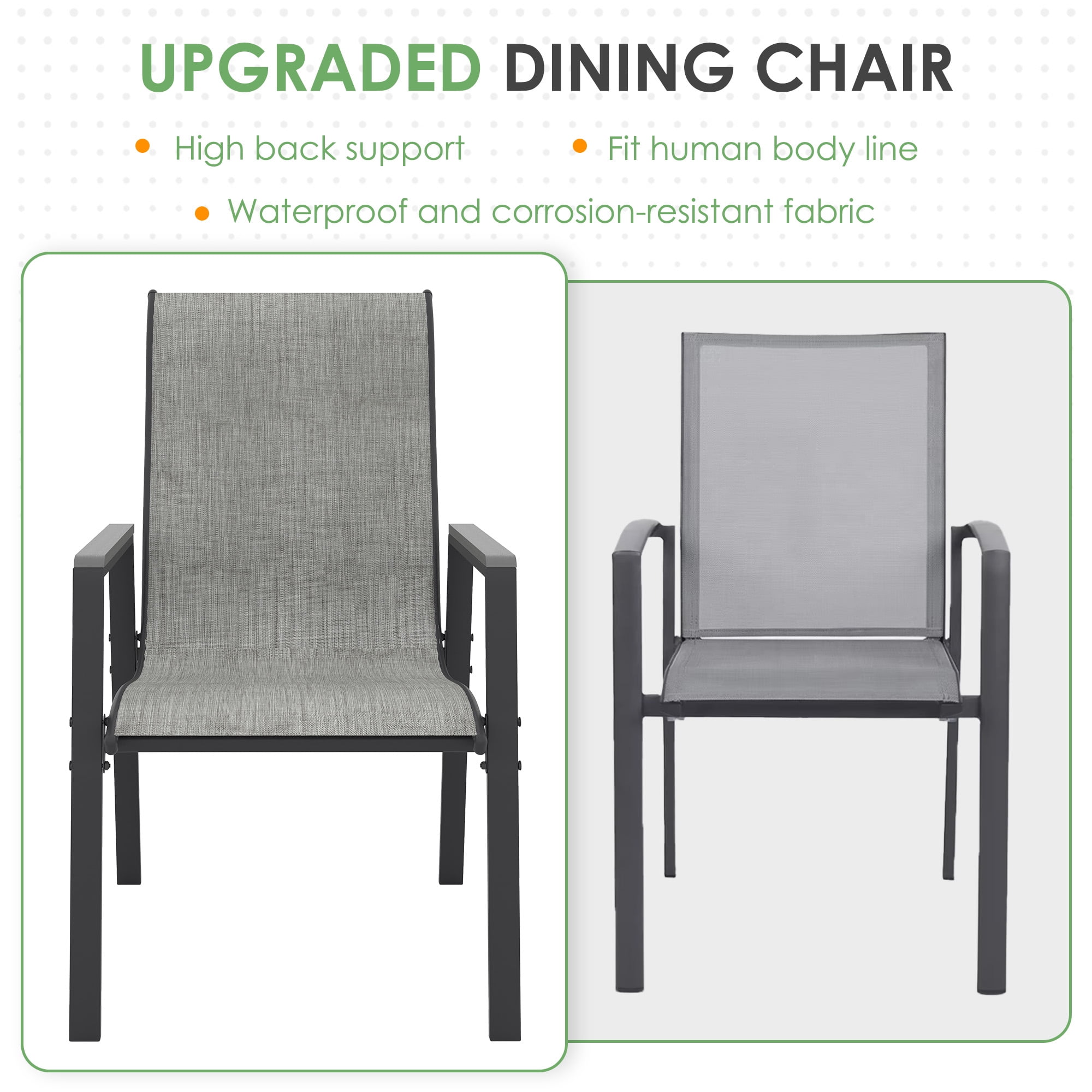Poteban Patio Chairs Set of 4, Outdoor Dining Chairs High Back with All Weather Breathable Textilene, Metal Frame for Lawn Garden Backyard Deck