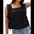 thumbnail image 1 of Camiseta Sin Mangas de Encaje Y2K para Mujer, con Abertura Lateral y Lazo, Volantes Transparentes, Ideal Salir Verano Negro M, 1 of 5