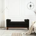 thumbnail image 2 of 53.5"W Elegant Upholstered Bench,Ottoman with Wood Legs and Bolster Pillows,Ottoman Bench for End of Bed,Bedroom,Living Room,Entryway,Black, 2 of 6