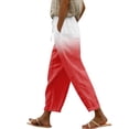 thumbnail image 2 of IDALL Linen Pants Women Petite Pants Linen Capris For Women Summer High Waisted Wide Leg Plus Size Capri Pants Lightweight Capri Trousers S 5Xl Lounge Pants Women Summer Pants Red 3XL, 2 of 5