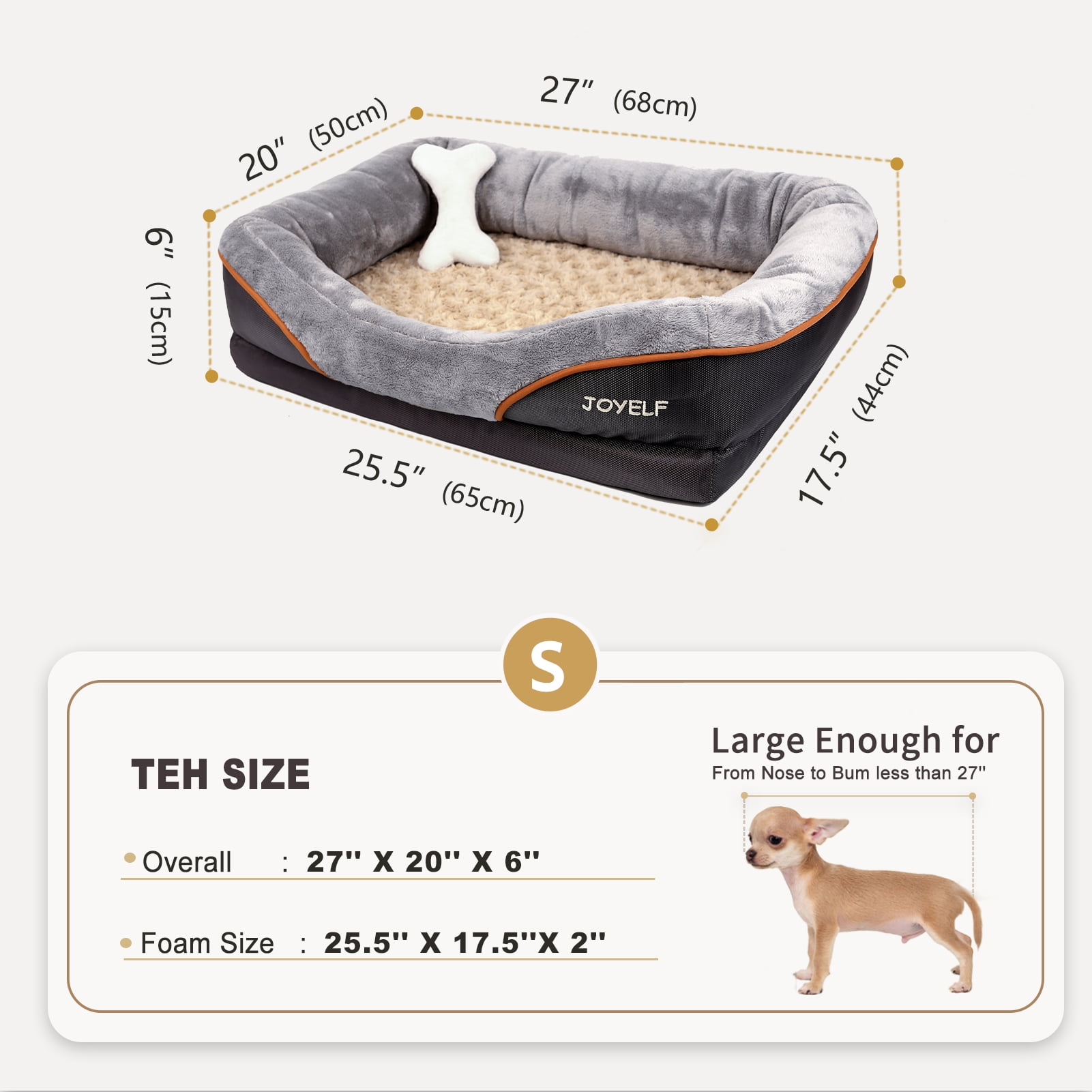 JOYELF Memory Foam Dog Bed Small Orthopedic Dog Bed & Sofa with Removable Washable Cover and Squeaker Toys as Gift