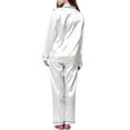 thumbnail image 4 of Silk Satin Pajamas Set Women Two Piece Nightwear Long Sleeve Sleepwear Soft Loungewear Pjs Set White XXL, 4 of 9