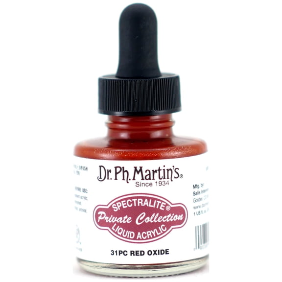 Dr. Ph. Martin's® Spectralite Private Collection Liquid Acrylics (31PC) Arcylic Paint Bottle, 1.0 US fl oz, Red Oxide, 1 Bottle